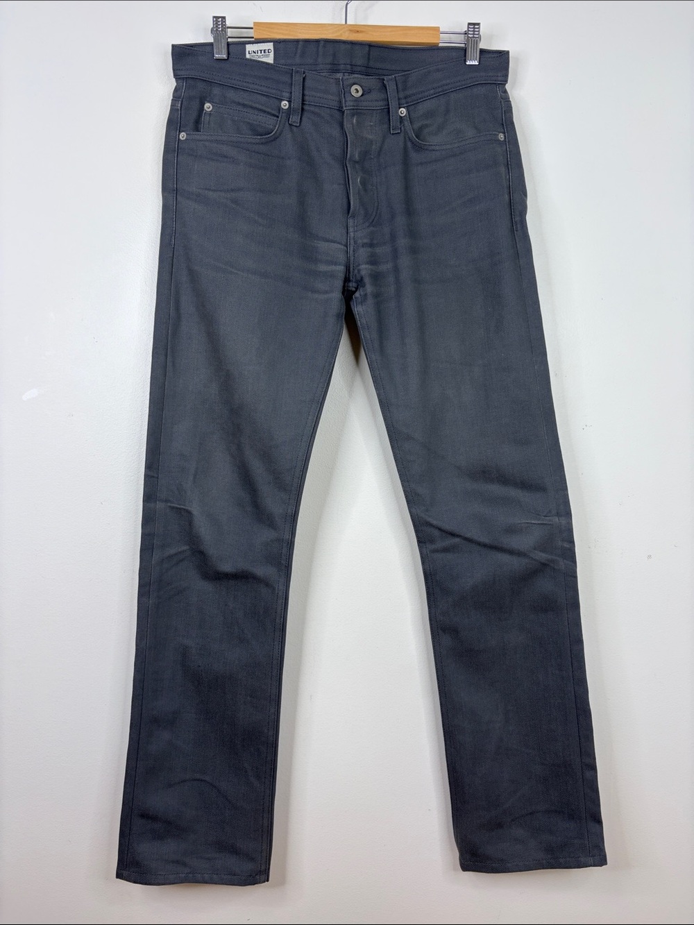 United Stock Dry Goods Jeans Mens 32 x 33 Gray Selvedge Straight Leg Narrow